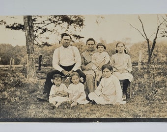 RPPC Family Photo Outdoors~Identified Names~Sep 6 1914~Love the Faces~Photo Postcard