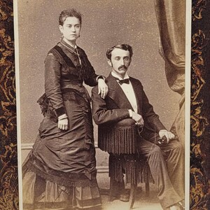CDV Photo Handsome Couple~Man with Mustache~Woman Hand on His Shoulder~Philadelphia