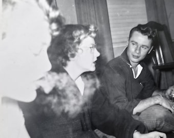 Blowing Smoke Vintage Photo Elaine Exhaling Smoke from Cig, June & Willey Alongside