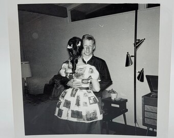 Record Player~Slow Dancing~Vintage Photo~Shadowed Onlooker in Chair~Retro Living Room