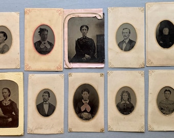 Ten Tintype Photos Mixed Lot in Photo Sleeves For Projects or Enjoy As They Are