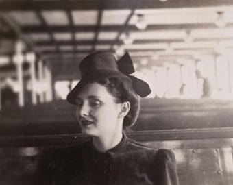 Classy 1940s Era Woman Beautiful Profile Vintage Photo Eyes Closed