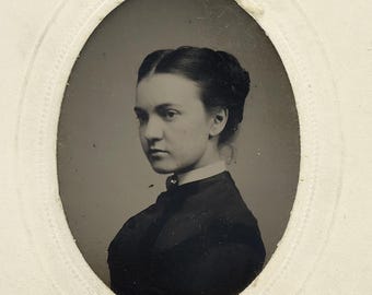Tintype Photo: Young Woman Side Profile Striking Image