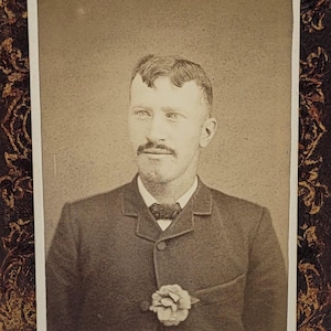 Man Wearing Lg Flower in Button Hole~CDV Photo~Carte de Visite