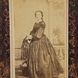 Young Woman Hoop Skirt~CDV Photo~Standing Side Pose~St Louis~Carte de Visite