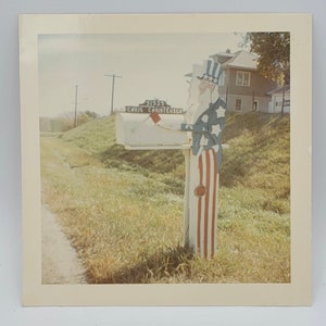 Uncle Sam Rural Americana Briefkasten~Vintage Farbfoto mit Negativ~Patriotisch