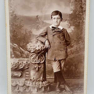 Handsome Boy Knickers~Cabinet Card Photo Edwardian Era~Photo Props Scenic Backdrop