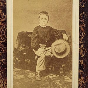 Boy Holding Hat~CDV Photo~Civil War Era~LeRoy, N.Y.~Carte de Visite