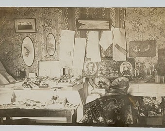 Edna's Wedding Presents~RPPC~House Interior Gifts Displayed~1910~Photo Postcard