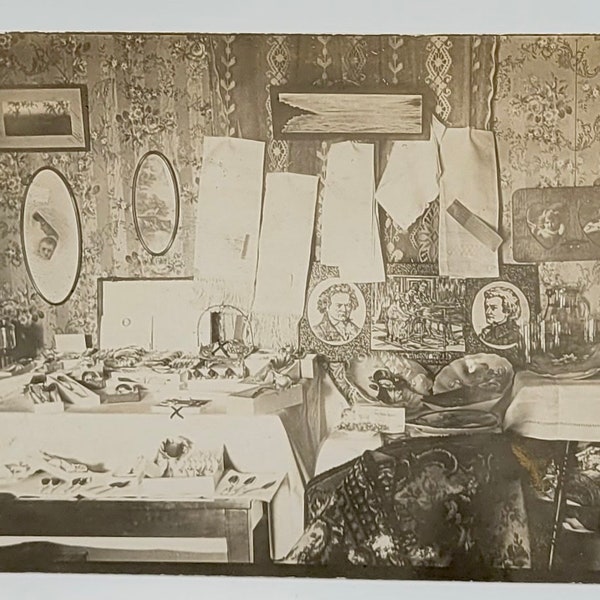 Edna's Wedding Presents~RPPC~House Interior Gifts Displayed~1910~Photo Postcard