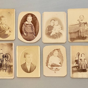 One Dozen CDV Photos of Children~For Projects or Enjoy~Most Trimmed