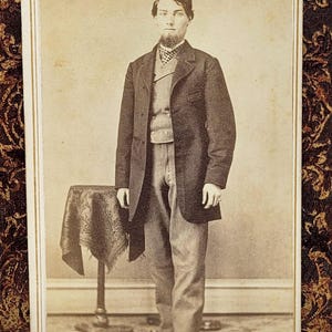 Handsome Young Man~CDV Photo~Pinstriped Vest and Pants