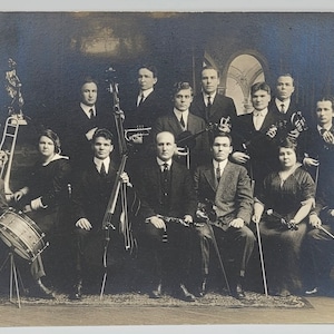 Musicians~RPPC~Horns~Stringed Instruments and Snare Drum~Photo Postcard