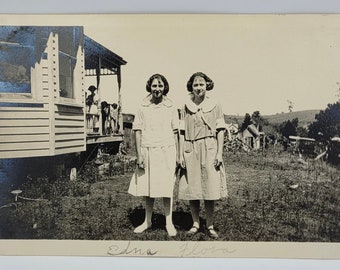 RPPC~Edna & Flora Interesting Hairstyles~Possibly Twins~Photo Postcard