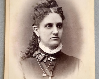 Striking Woman CDV Photo Victorian Pendant & Earrings, Braid