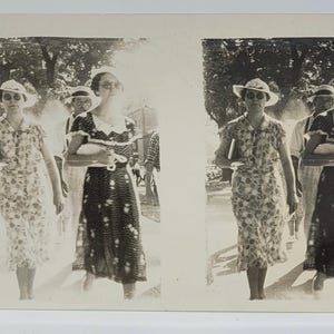 Iowa State Fair 1937~Vintage Photo~Mother Daughter Walking~Wearing Sunglasses~Double Image