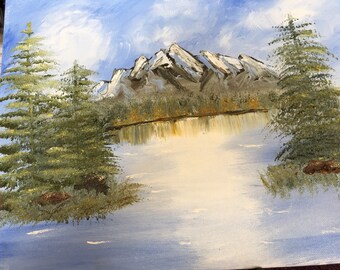 Mountain Scenery. Acrylic 11" x 14" canvas board. Unframed