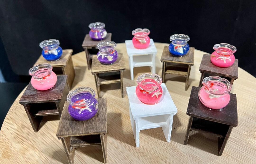 112 Scale Fishbowl With Stand. Miniature Fish Bowl Toy Fish Etsy