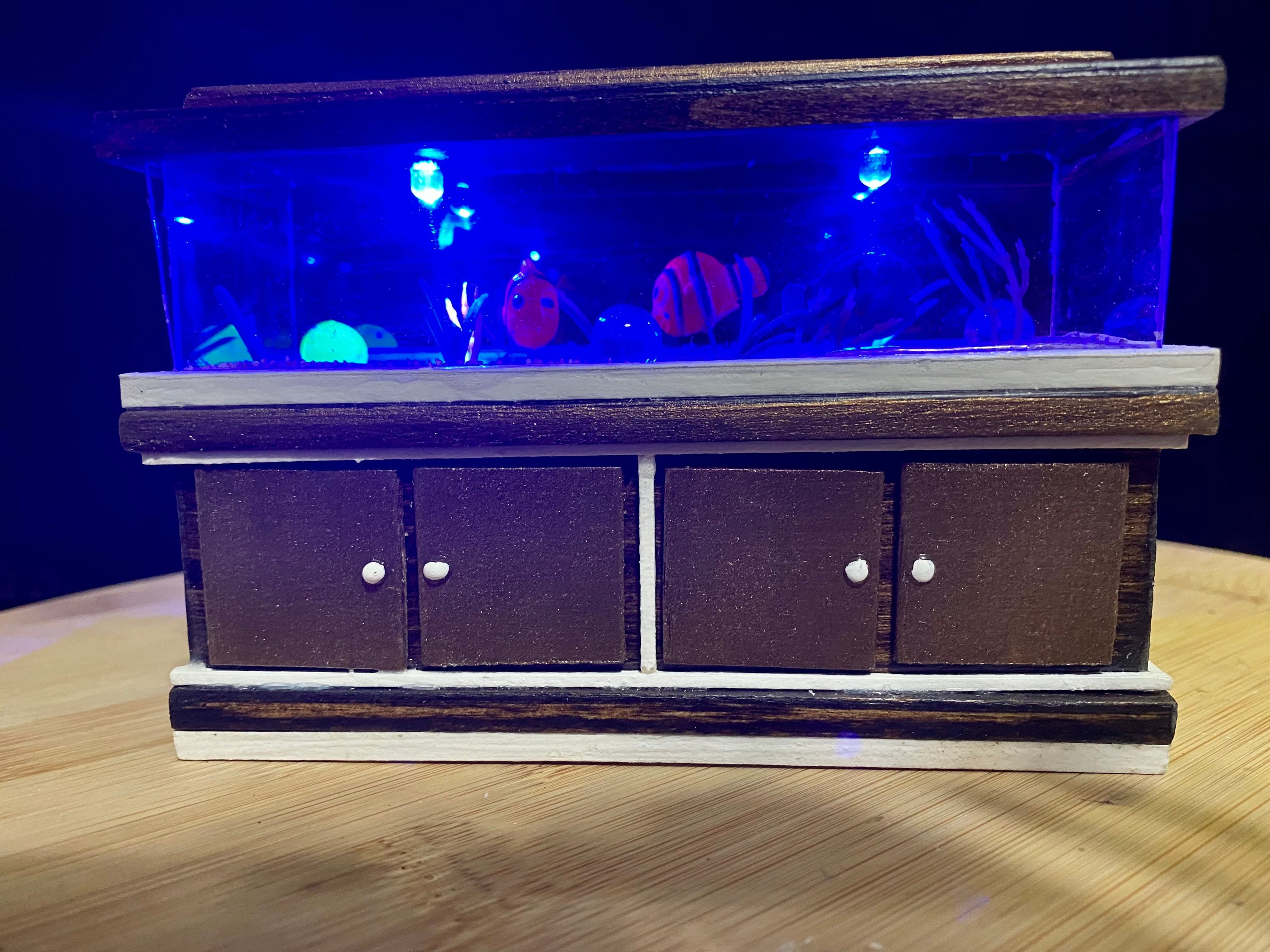 112 Dollhouse aquarium long, miniature aquarium, LED lit aquarium, toy aquarium, fish tank, not