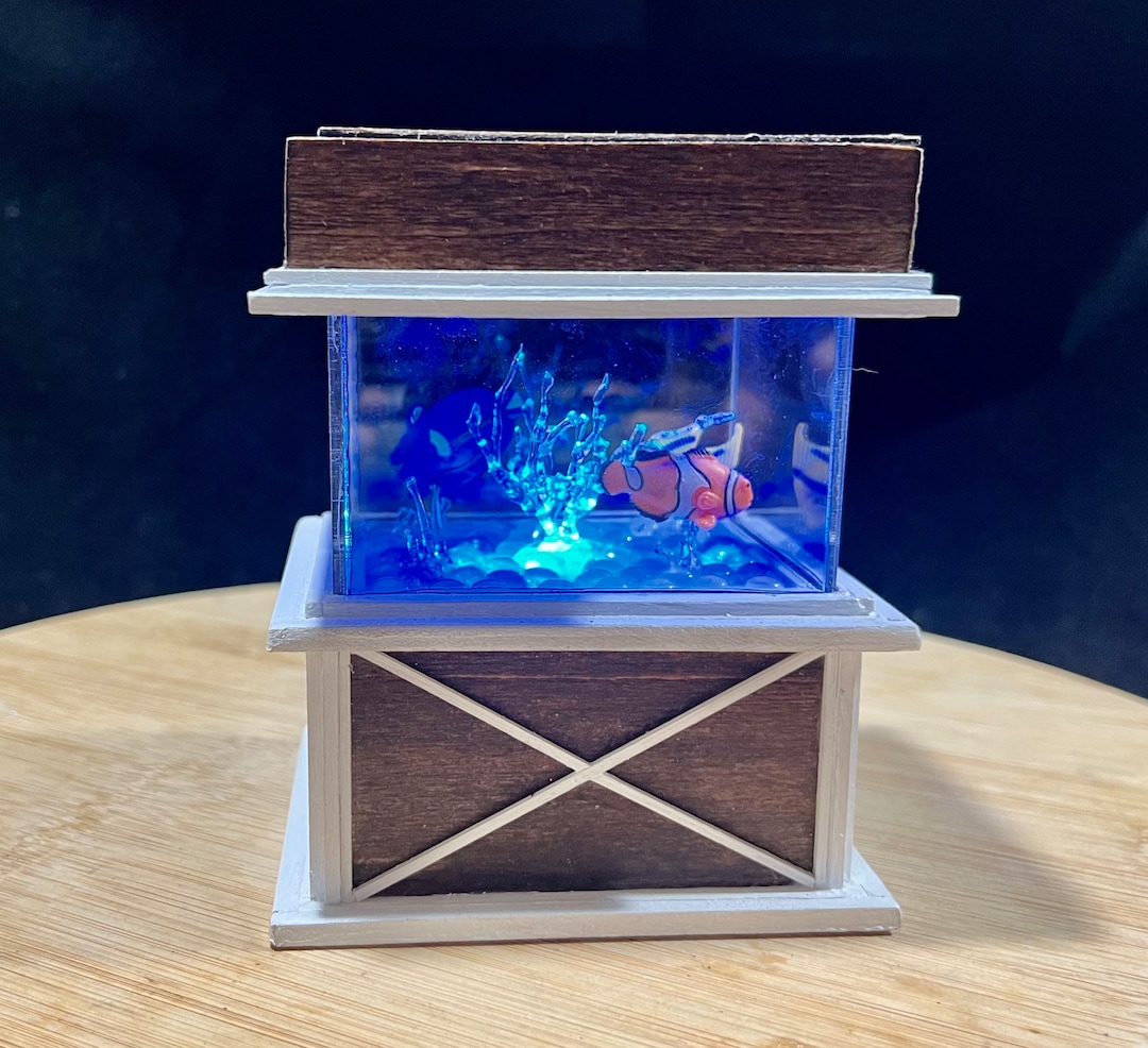 Dollhouse Aquarium Over Sized, Miniature Aquarium, LED Lit Aquarium, Toy Aquarium, Fish Tank