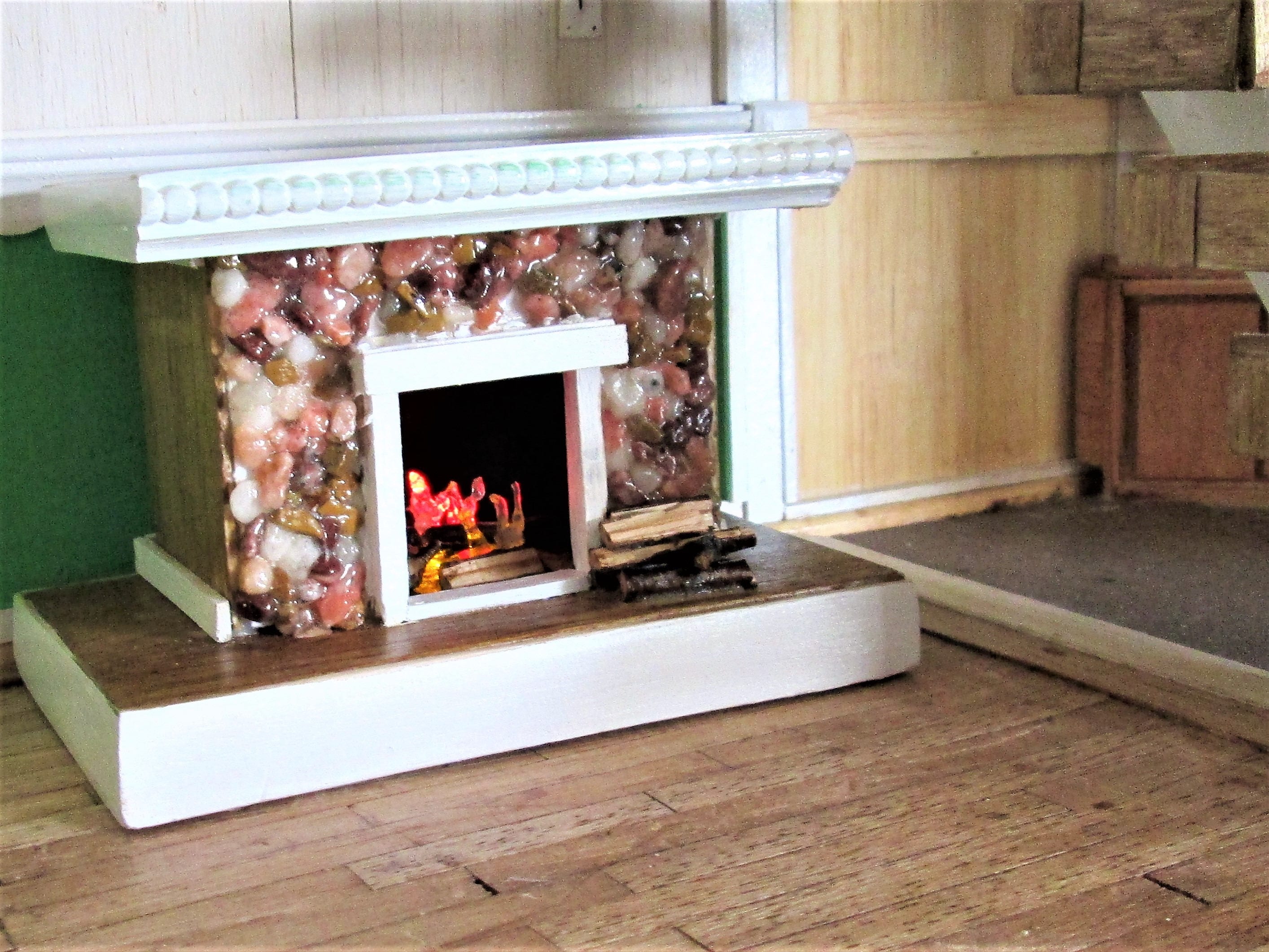 112 Dollhouse fireplace, stone fireplace, miniature fireplace, unique