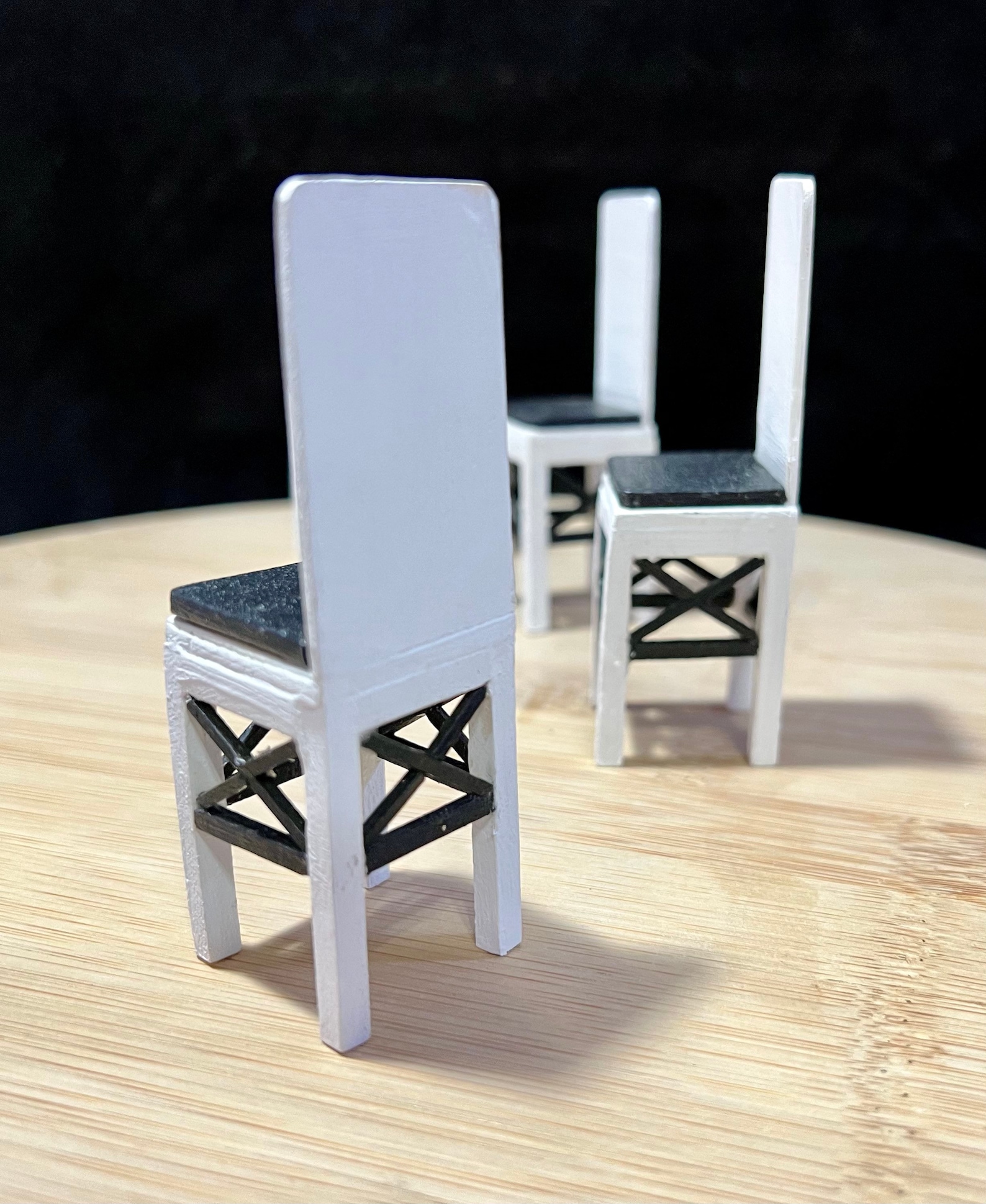 116 Dollhouse Dinning Room Table With Four Chairs Wood Etsy