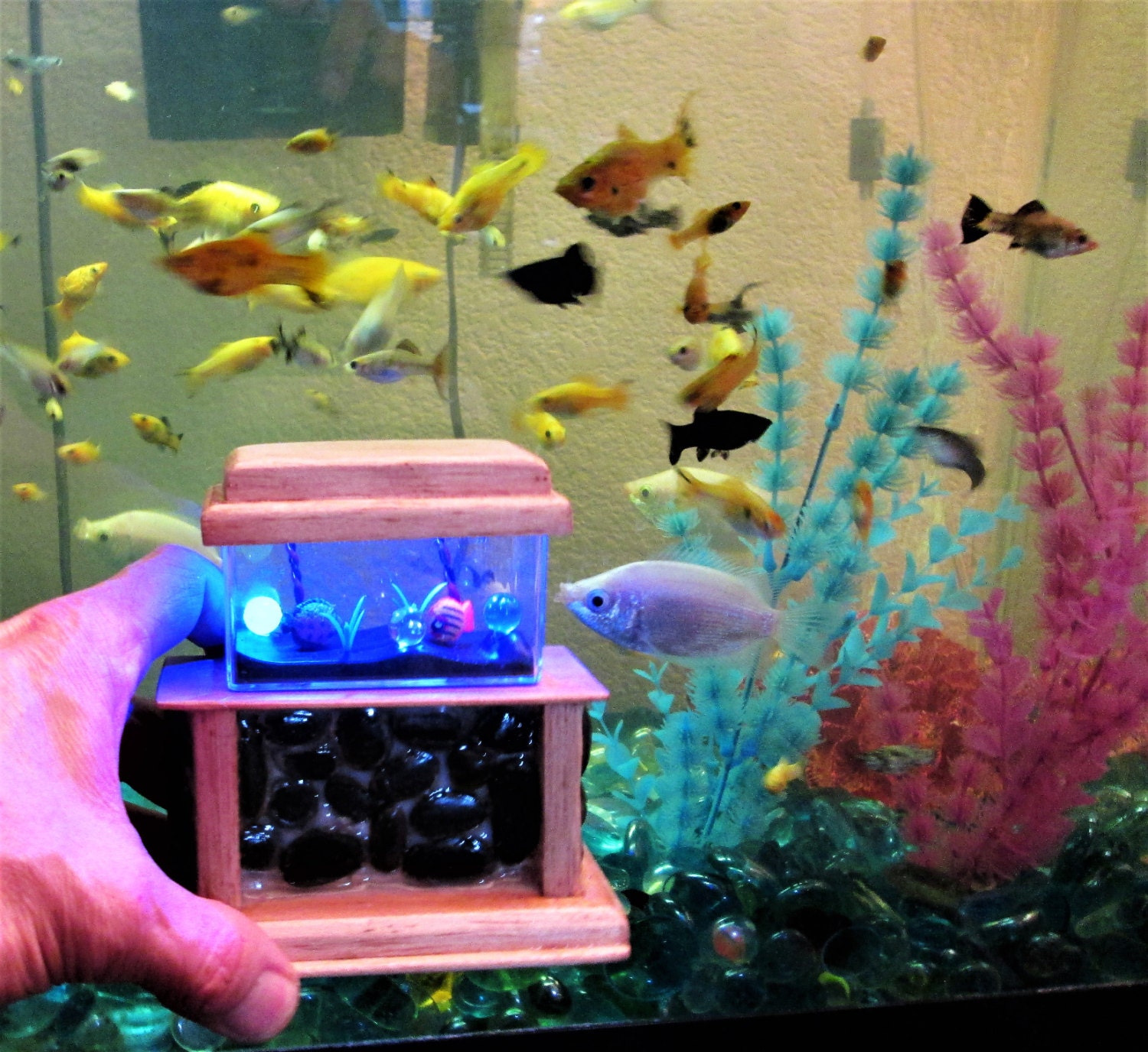 1:12 Scale Mini Fish Tank Model Dolls House Miniature Aquarium