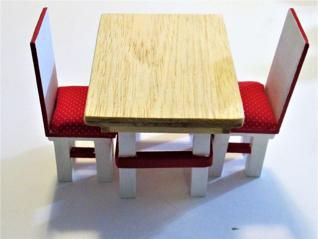 Dollhouse Dinning Room Table With Two Chairs, Wood Dinning Room Set