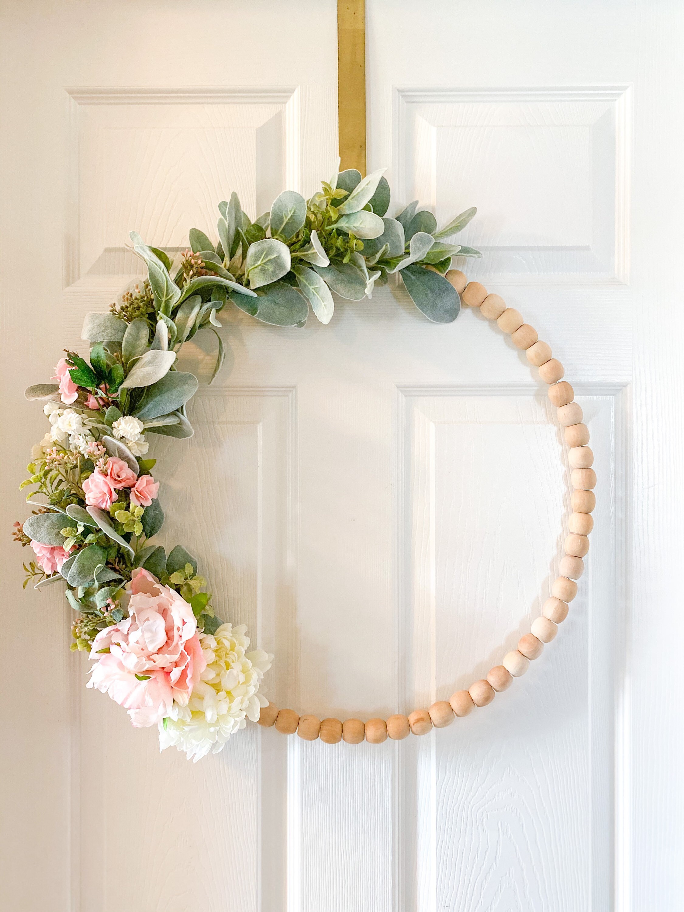 Pink Beaded Hoop Wreath Beaded Hoop Wreath Spring Wreath Etsy