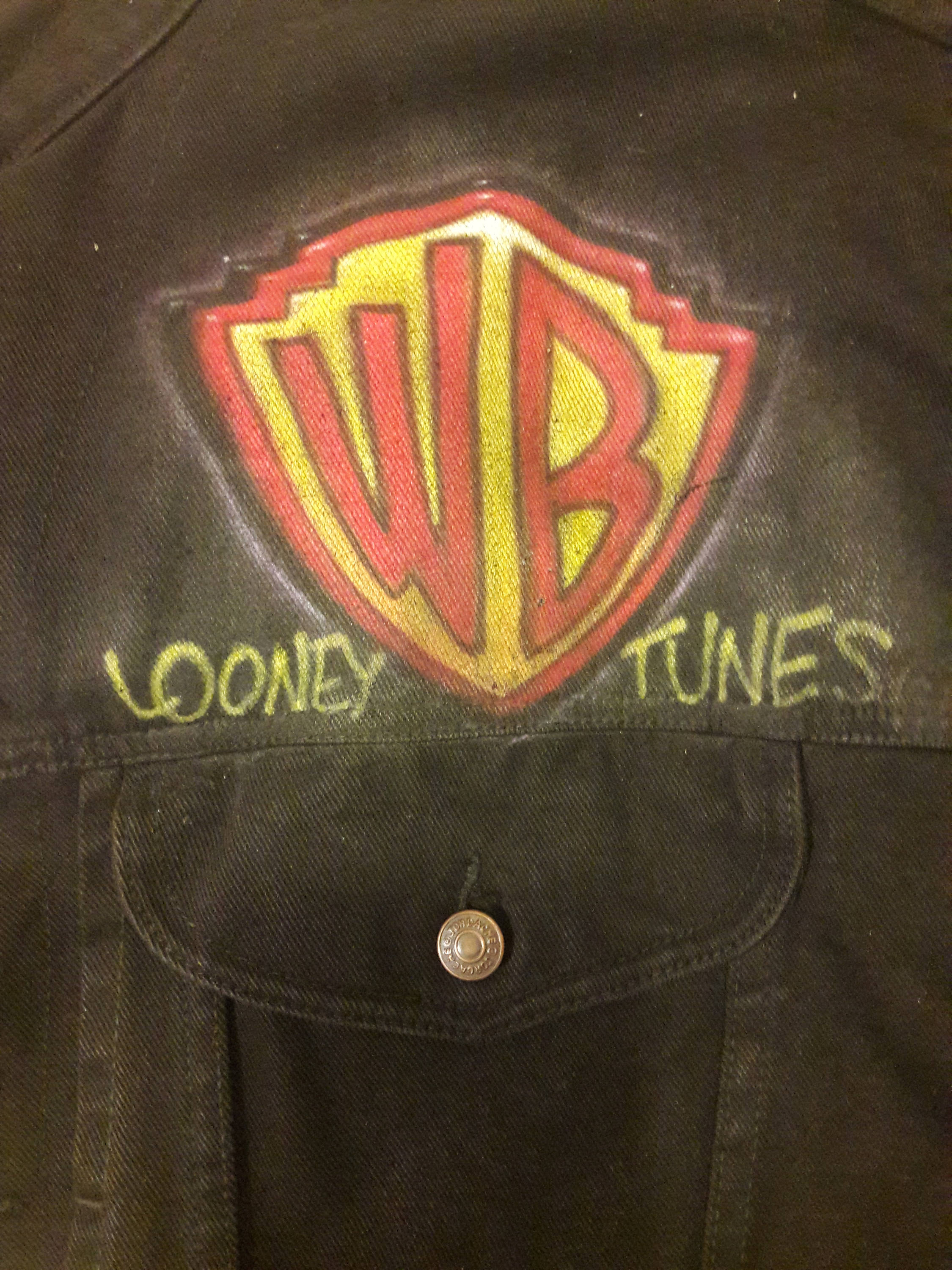 Black Jean Jacket With Warner Bros Art Foghorn Leghorn and Etsy