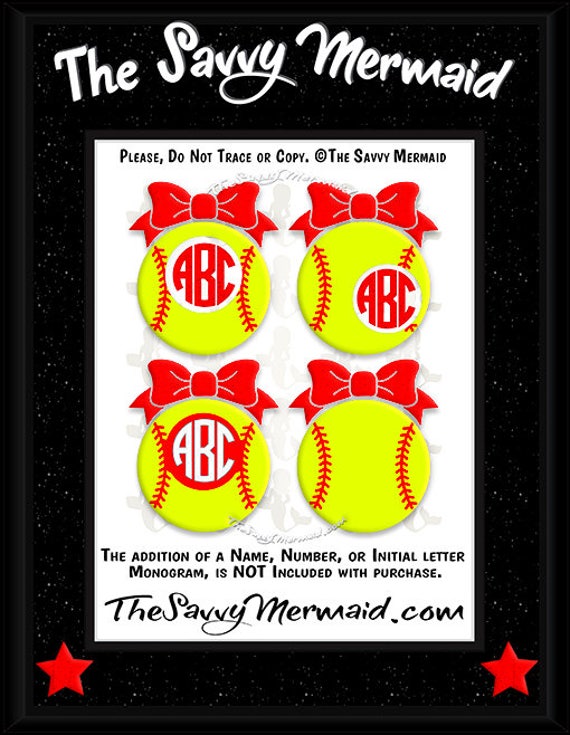 Download Softball Monogram Svg file Softball SVG file Mom Softball Bow | Etsy