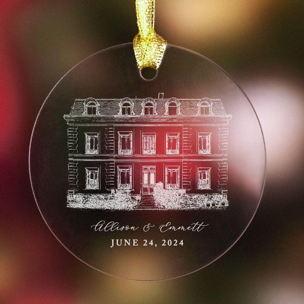 Personalized Wedding Venue Christmas Ornament Custom Engagement Newlywed Gift Custom Illustration of Your Wedding Venue Holiday Keepsake - Etsy
