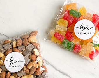 His and Her Favorite Personalized Stickers | His Favorite Her Favorite Wedding Candy Favors, Favor Stickers His + Hers