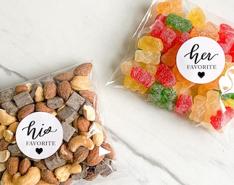 His and Her Favorite Personalized Stickers | His Favorite Her Favorite Wedding Candy Favors, Favor Stickers His + Hers