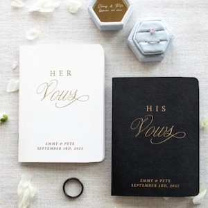 SET OF TWO Vow Books, Wedding Vow Book Set, His and Her Vow Books Calligraphy, Vows Book Personalized Vow Books for Wedding, Vows Booklet