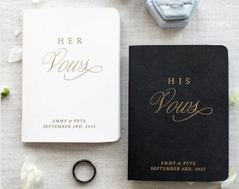 Personalized Wedding Vow Books Set: His and Hers Calligraphy