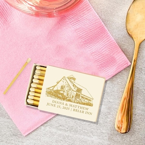 Custom Venue Illustration Matchboxes, Custom Wedding Matches, Cigar Matches, Sparkler Matches, Wedding Favors, Wedding Matchbooks