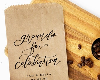 Coffee Bags, Grounds for Celebration, Coffee Wedding Favors, Coffee Favors, Wedding Coffee, Personalized Wedding Favors, Treat Bags