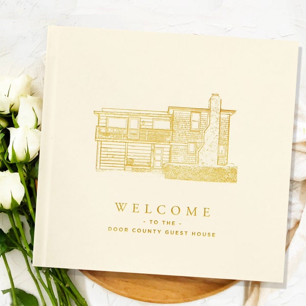 Vacation Rental Guest Book | Custom Hotel Sign In Book | House Cottage Bungalow | Housewarming Gift | Airbnb, VRBO, Inn | Airbnb Guestbook