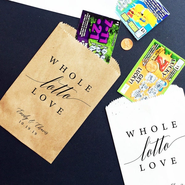 Whole Lotto Love Scratch Ticket Wedding Favor Bags, Lotto Ticket Bags, Lottery Ticket Holders Lottery Tickets Wedding Fun Bridal Shower