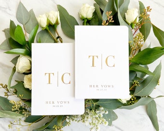 Modern Minimalist Wedding Vow Books Set of 2. Customized Wedding Vows keepsake. Personalized Gift Vow Booklets. Bride and Groom Vows