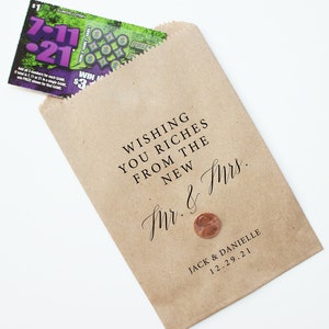 Wishing you Riches From the New Mr And Mrs Favor Bags Scratch Ticket Wedding Favor Bags Lotto Ticket Bags Lottery Ticket Wedding image 1