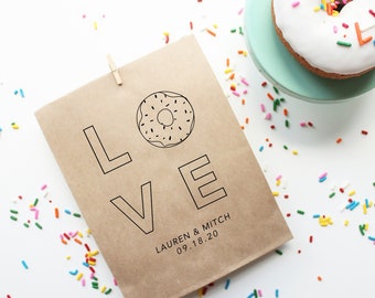 Donut Favor Bag | Wedding Favor Bags | Personalized Wedding Favor Bags, Custom Favor Bags | Favor Bags Wedding | Donut Mind If I do Bags