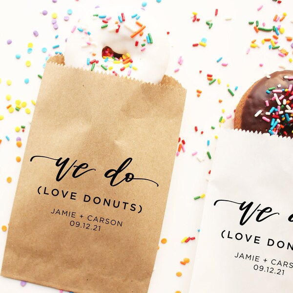 Donut Favor Bag | Wedding Favor Bags | Personalized Wedding Favor Bags, Custom Favor Bags | Favor Bags Wedding | Donut Mind If I do Bags