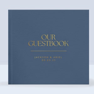 Personalized Guest Book - Custom Wedding Reception Guestbook or Signing Book, Engagement Party or Bridal Shower Modern Elegant Blank Book