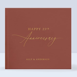 Anniversary Party Guestbook | Anniversary Guest Book | Gold Foil Guestbook | Sign In Album | Anniversary Book | Foil and Lined Pages