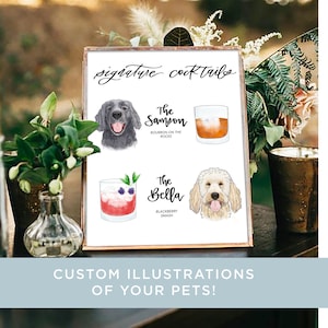 CUSTOM Pet Drink Sign Wedding Sign for Bar Signature Drink Sign with Dog Signature cat sign Party Sign with Pet his and hers pet sign