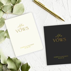 Modern Minimalist Wedding Vow Books Set of 2. Customized Wedding Vows keepsake. Personalized Gift Vow Booklets. Bride and Groom Vows