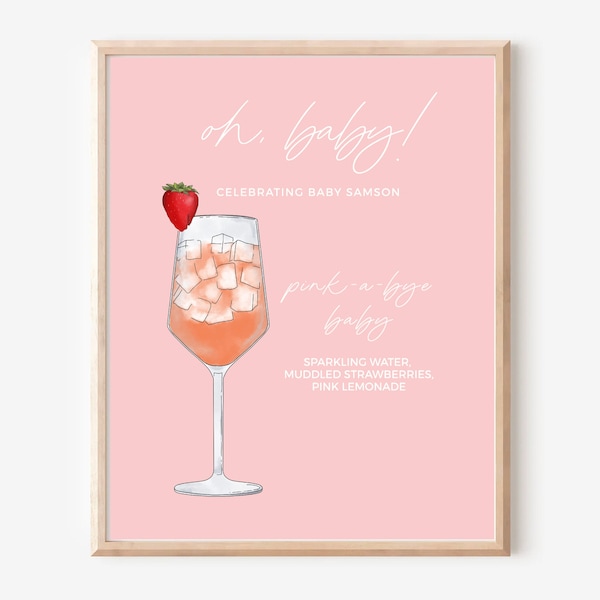 CUSTOM Baby Shower Drink Sign Printable Signature Drink Sign | Editable PDF Party Cocktail Sign | Custom Drink Sign Baby Shower Mimosa Bar