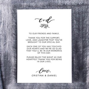 PRINTED Hochzeitsfeier Danksagungskarten - Benutzerdefinierte Empfang Tischkarten - Personalisierte Hochzeit Dankeskarten - Hochzeit Serviettenkarten